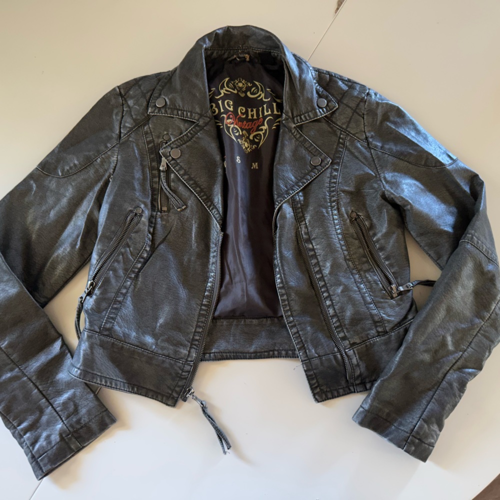 Real leather jacket there is a rip as seen on picture but not that noticeable